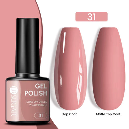 7Ml Champagne Gold Sequins Gel Nail Polish Bright Sparkling Glitter French Semi Permanent Nail Painting UV Gel
