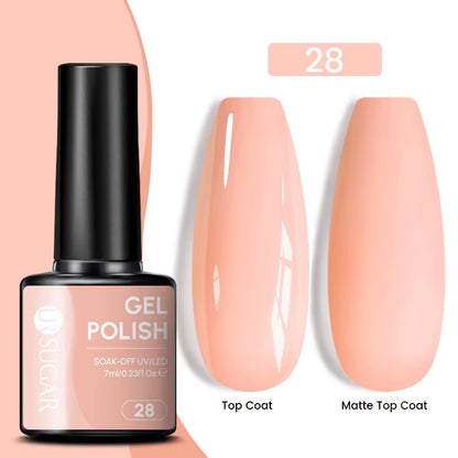 7Ml Champagne Gold Sequins Gel Nail Polish Bright Sparkling Glitter French Semi Permanent Nail Painting UV Gel