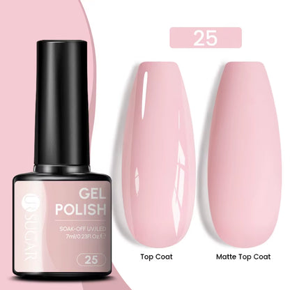7Ml Champagne Gold Sequins Gel Nail Polish Bright Sparkling Glitter French Semi Permanent Nail Painting UV Gel