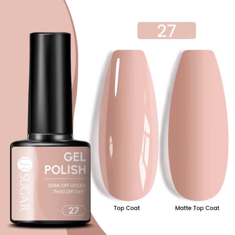 7Ml Champagne Gold Sequins Gel Nail Polish Bright Sparkling Glitter French Semi Permanent Nail Painting UV Gel